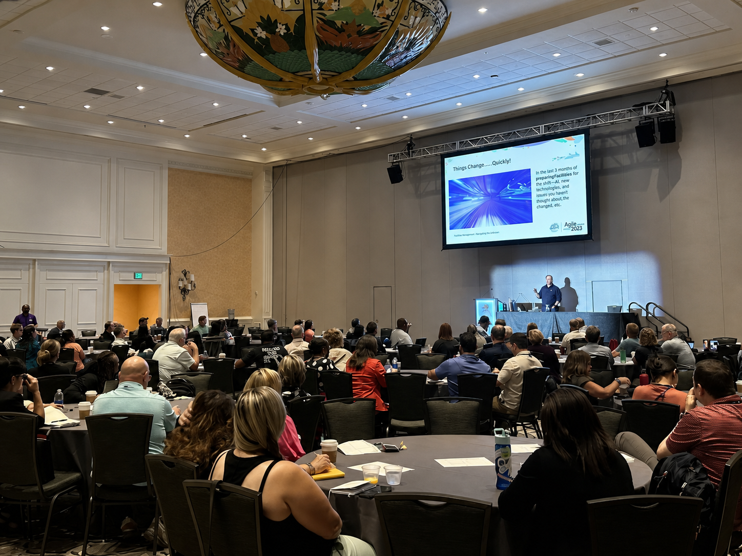 A conference audience attending Jim Byers's Agile2023 presentation